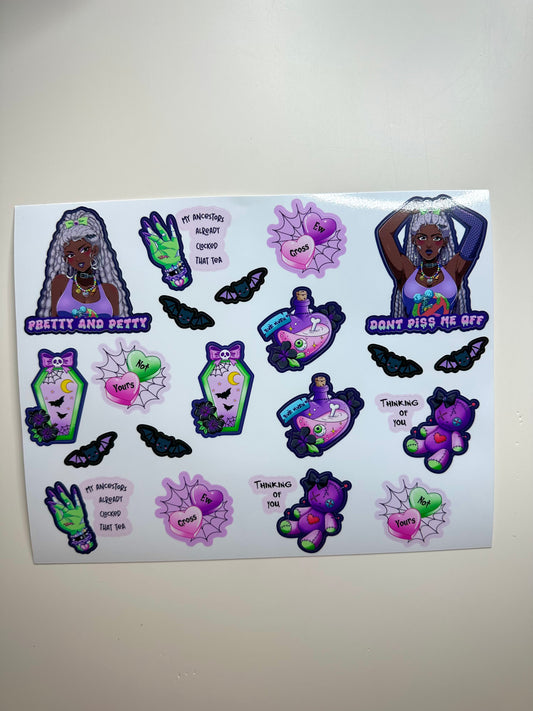 Kawaii Goth sticker sheet - Princess