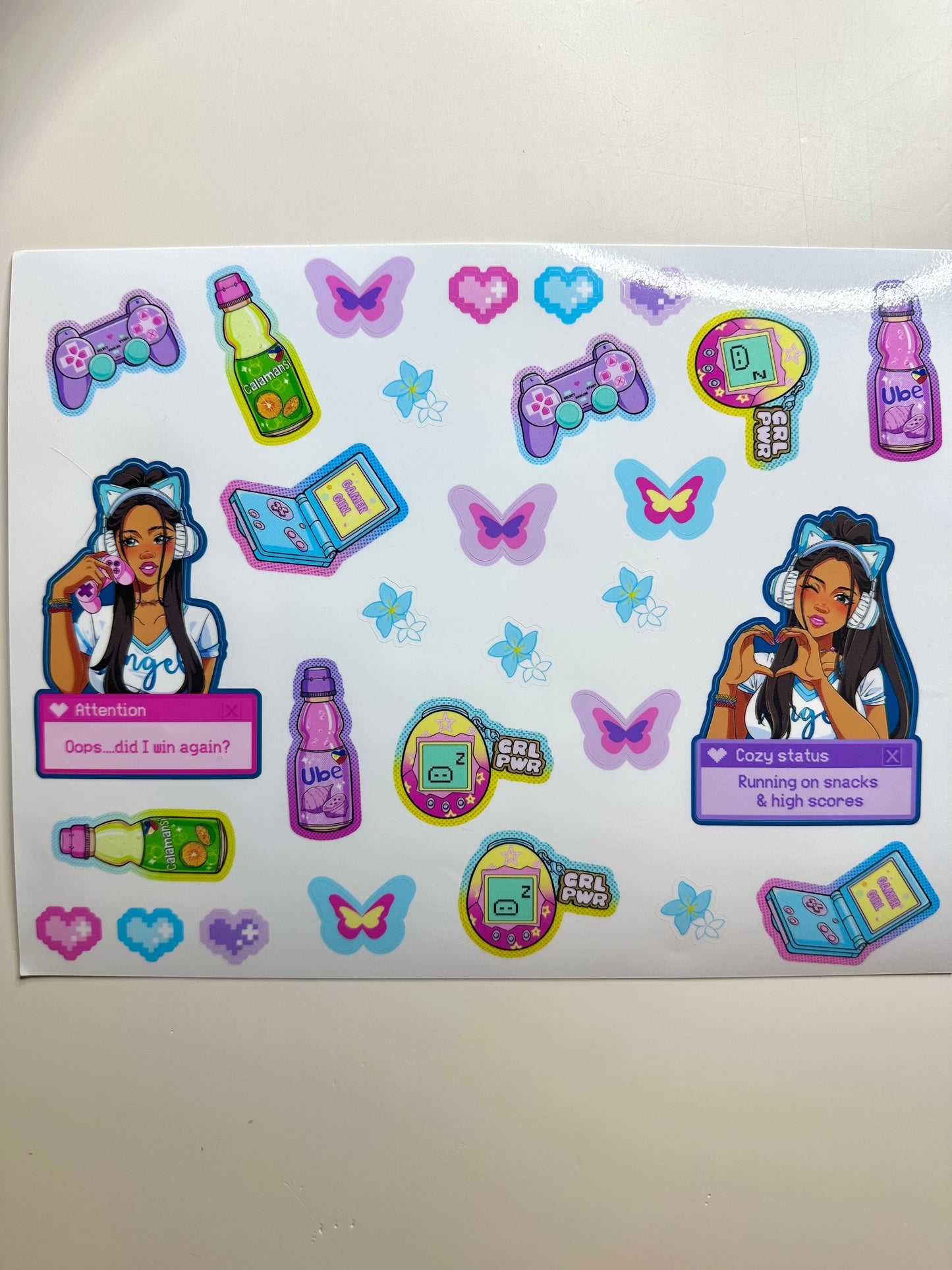 Gamer girl sticker sheet - Goji
