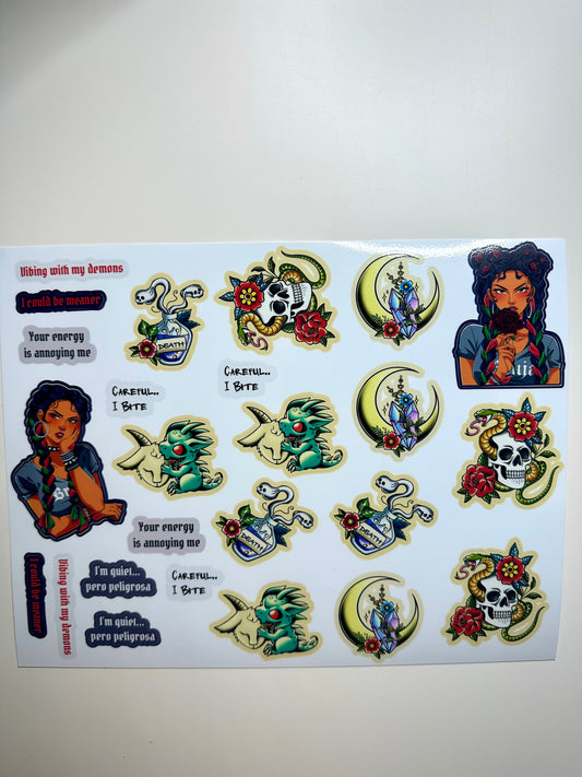 Goth sticker sheet - Valentina